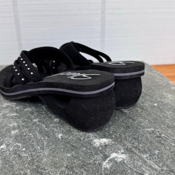 Skechers Cyclers Day Dream Toe Loop Sandals Cut Out Wedge Rhinestone Y2K Bratz - Picture 6 of 8